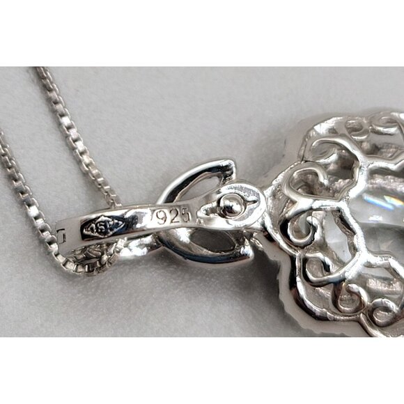 White Topaz Sterling Silver 925 Detachable Pendant Raised Layered 3D Blingy - Picture 9 of 11